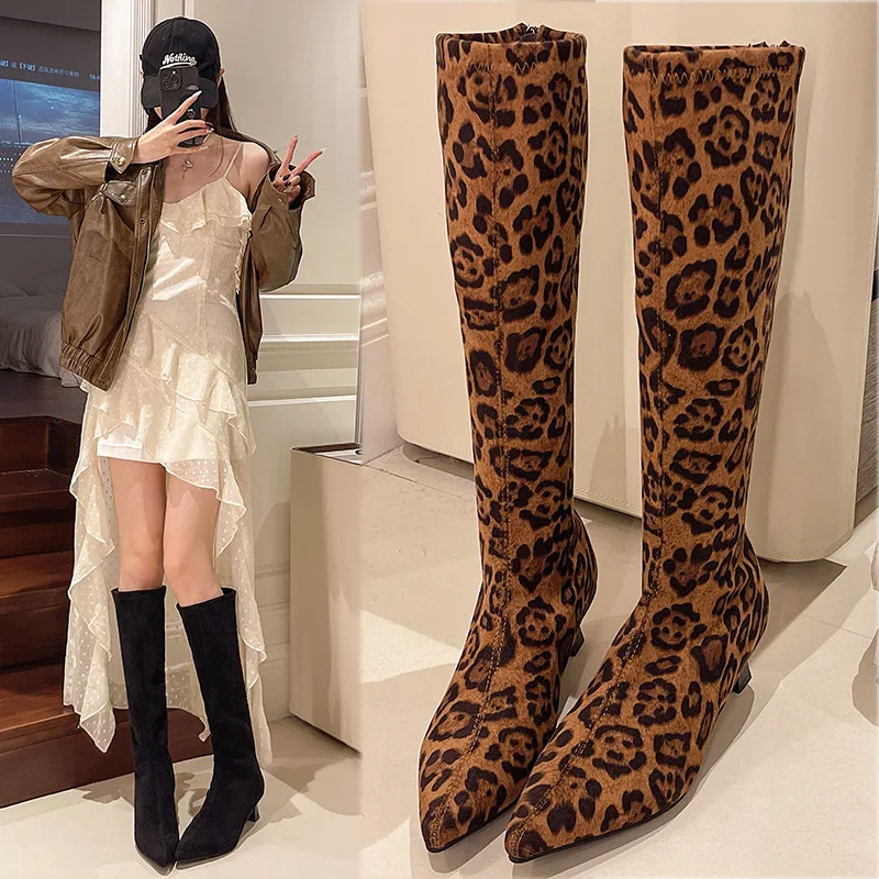 High Knee Heel Boots - Pointed Toe Knee High Boots Women