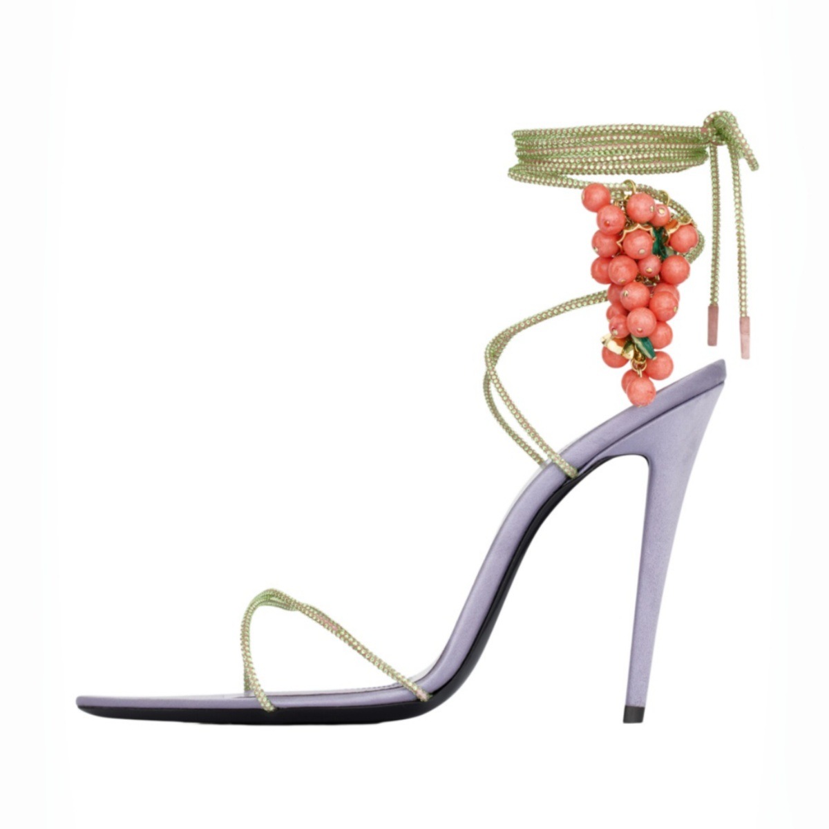 Rhinestone Sandal Women - Damskie sandały na szpilce z owocowymi