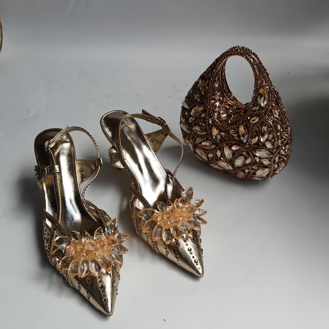 Rhinestone Sandal Women - Sandały na wysokim obcasie z pełnymi