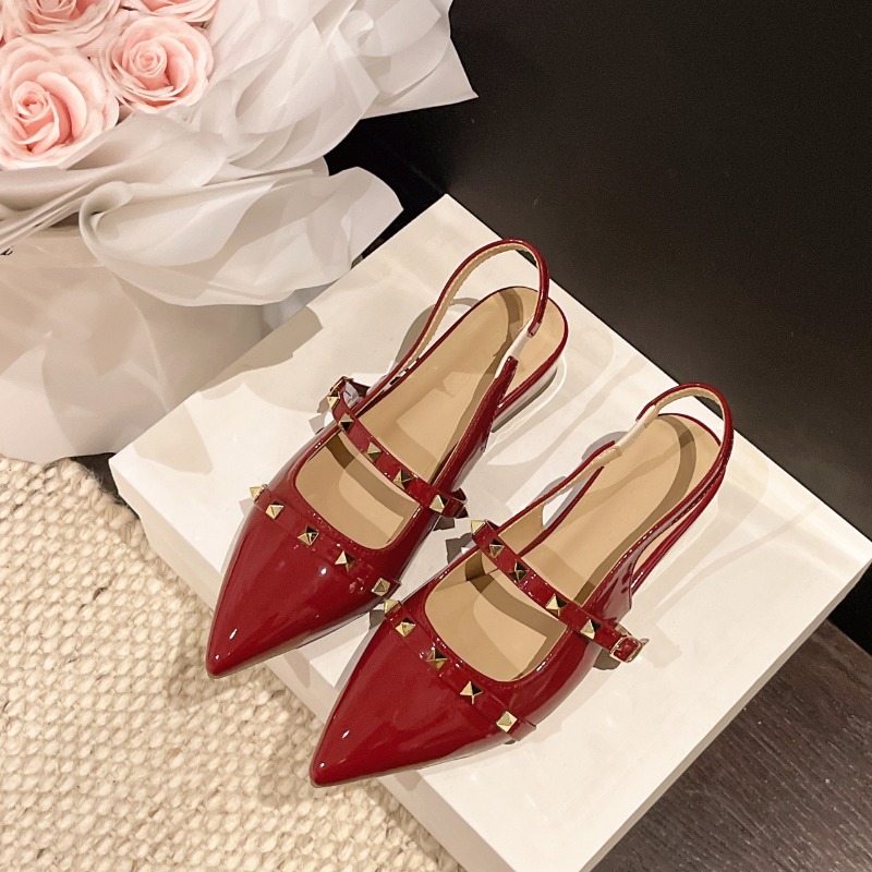 Women Shoes Sandals - Sandały na obcasie z francuskimi nitami