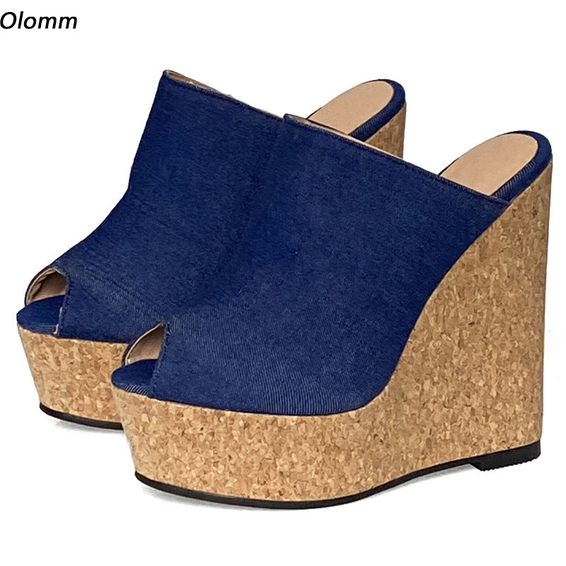 Cork Wedge Sandal - Olomm ręcznie robione damskie klapki sandały