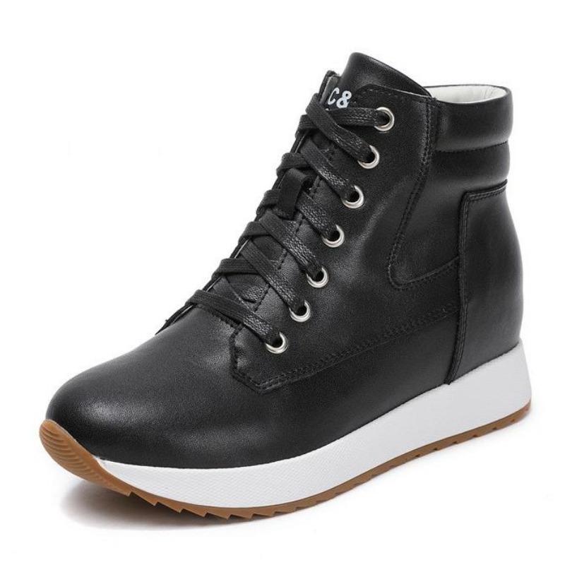 Wedge Heeled Sneaker - Botki damskie ze skóry naturalnej 7