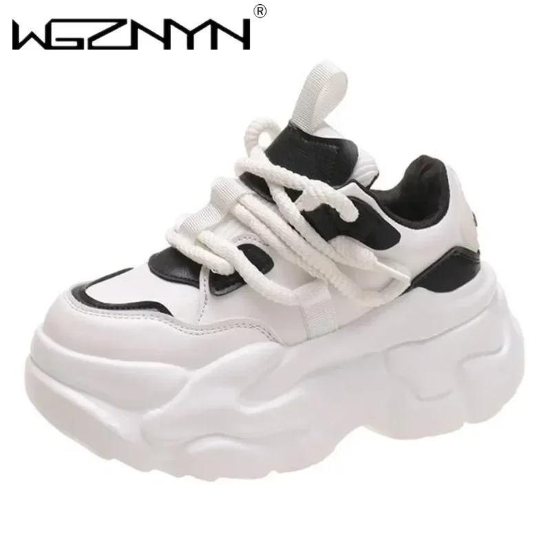 Wedge Heeled Sneaker - NOWE Damskie Skórzane Buty Casual na