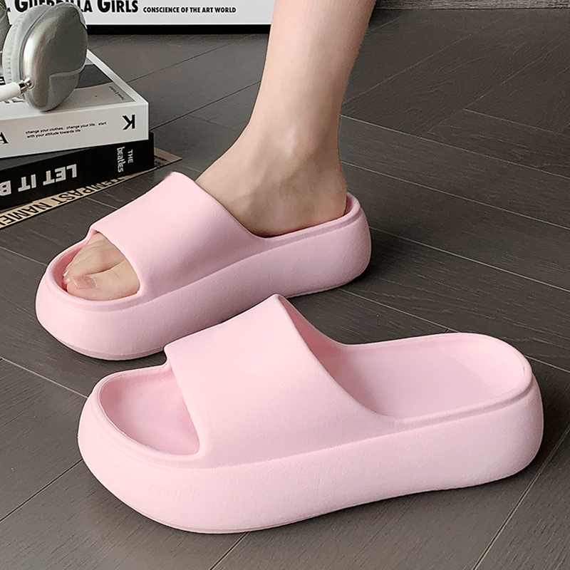 Women'S Shoes For Flat Feet - Grube Różowe Klapki Damskie z Podeszwą