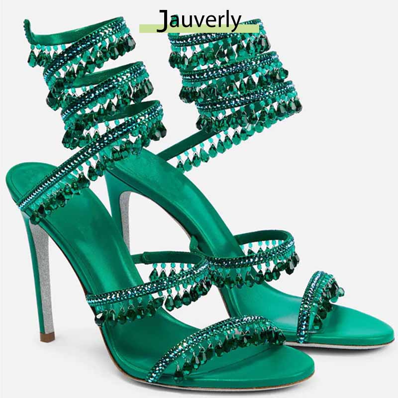 Rhinestone Sandal Women - Damskie sandały na wysokim obcasie z