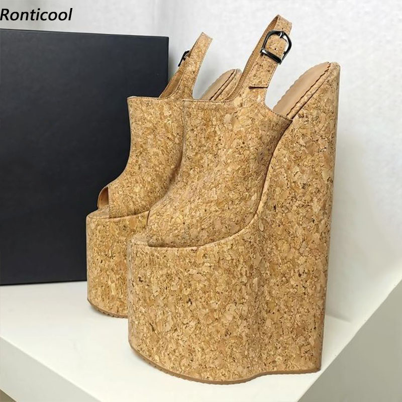 Cork Wedge Sandal - Ronticool Nowe Damskie Sandały na Platformie