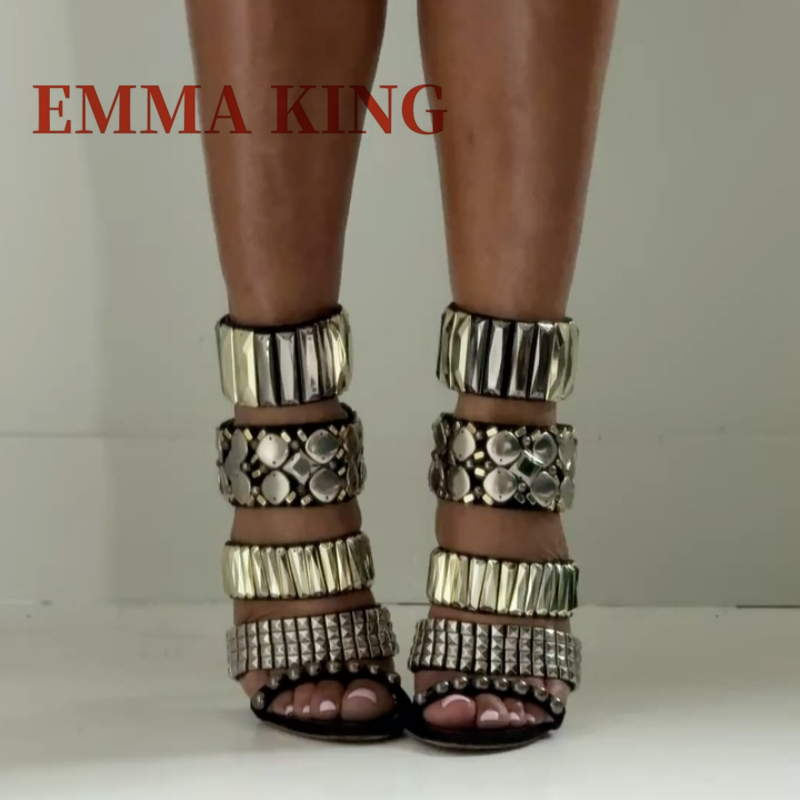 Czarne zdobione sandały na pas – Rhinestone Sandal Women recenzja i cena