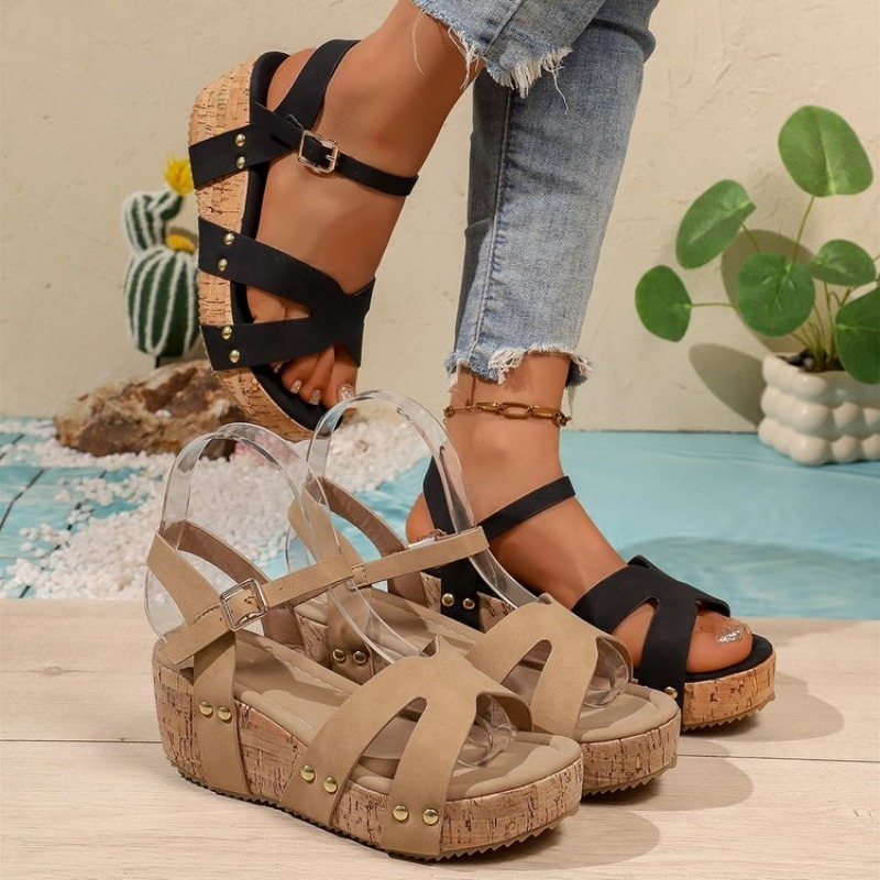 Damskie sandały na platformie, – Cork Wedge Sandal recenzja i cena