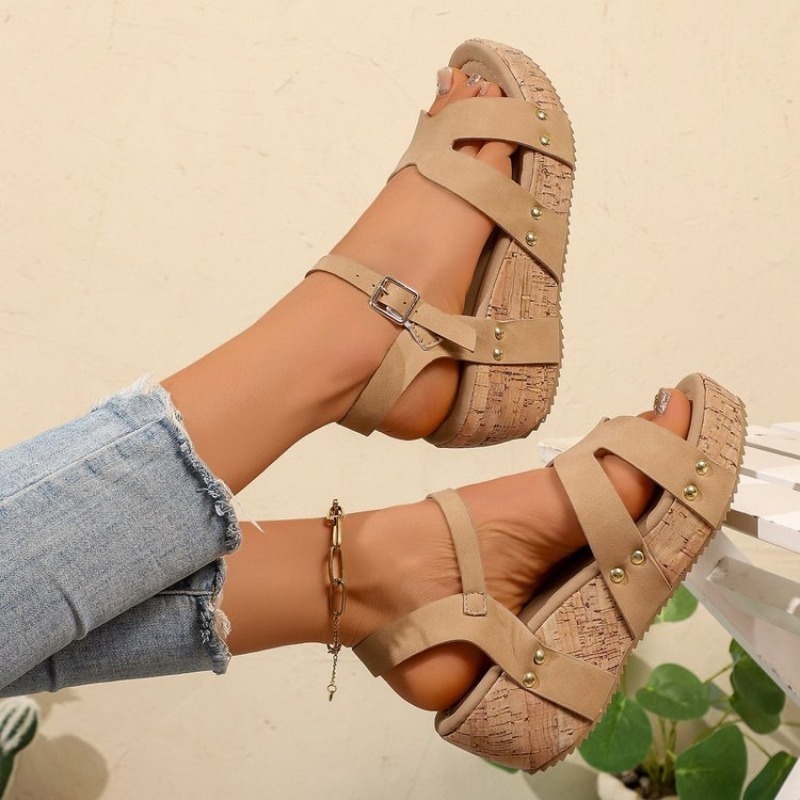 Damskie sandały na platformie, – Cork Wedge Sandal recenzja i cena