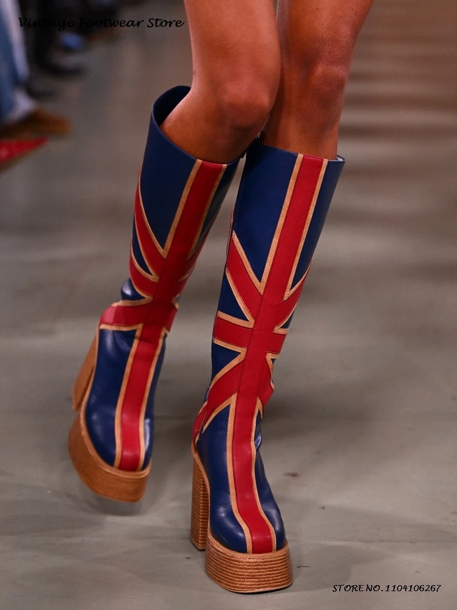 Patchworkowe skórzane buty na  – High Knee Heel Boots recenzja i cena