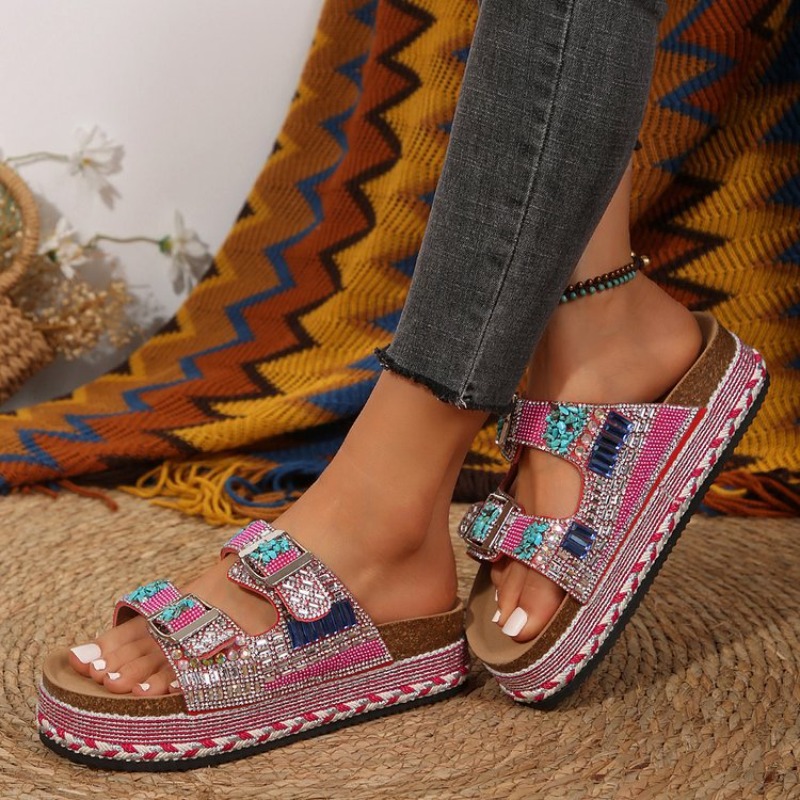 Różowe sandały damskie na plat – Cork Wedge Sandal recenzja i cena