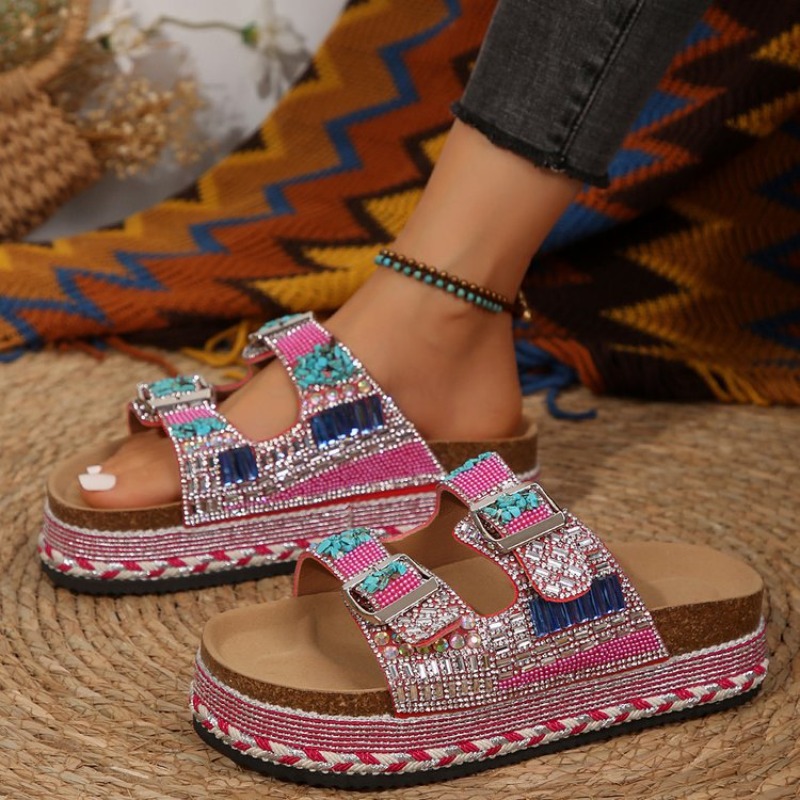 Różowe sandały damskie na plat – Cork Wedge Sandal recenzja i cena