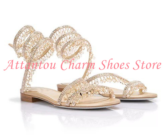 Sandały damskie płaskie z krys – Rhinestone Sandal Women recenzja i cena