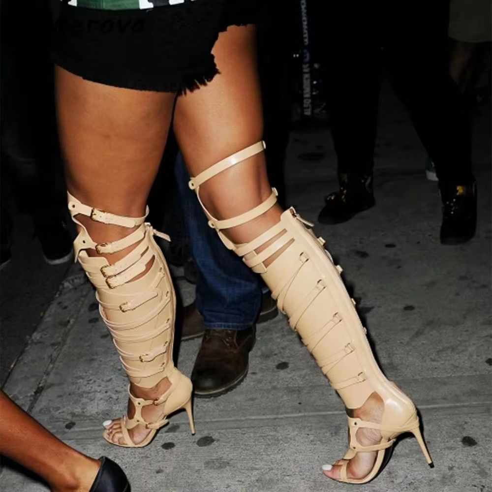 Sandały z paskami i ażurową kl – High Knee Heel Boots recenzja i cena